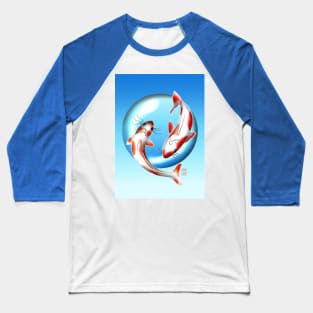 Koi carp with a blue bubble Baseball T-Shirt